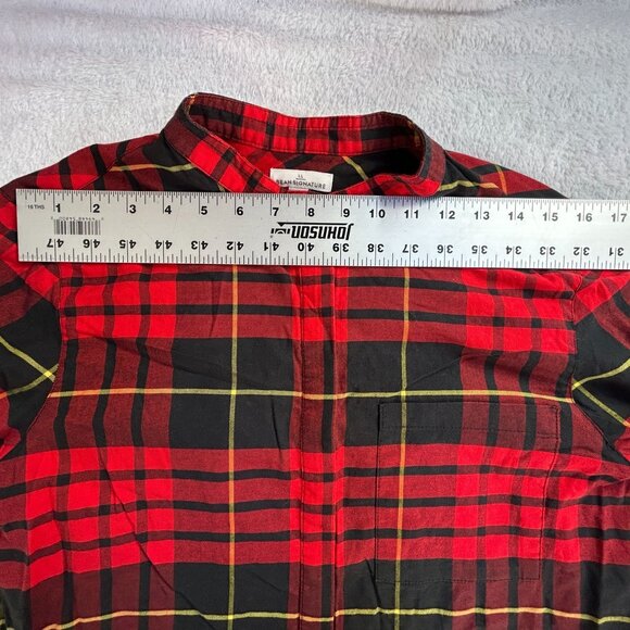 L.L. Bean Signature Red Black Plaid Flannel Tunic Dress Medium Long Sleeve NWOT - Picture 7 of 10